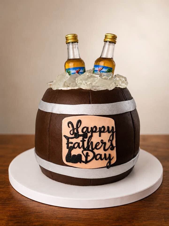 Sculpted bourbon barrel cake