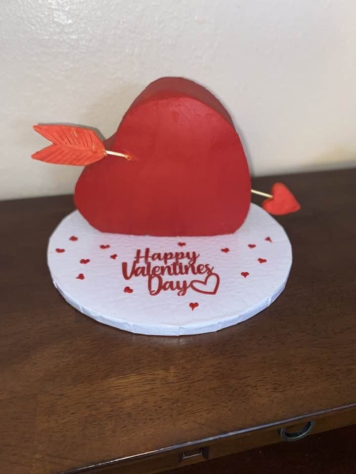 Sculpted red heart Valentine cake