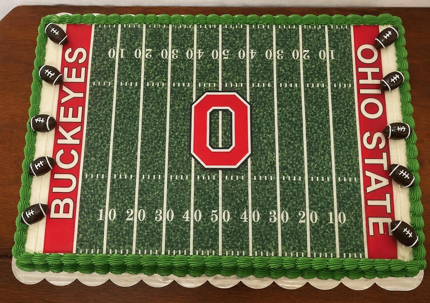 Ohio State football field sheet cake