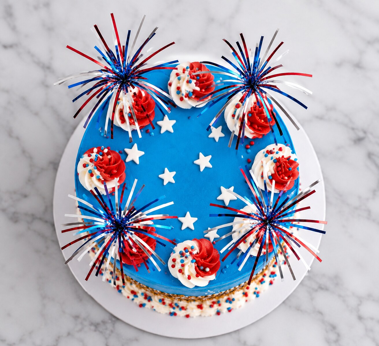 Red white and blue patriotic cake